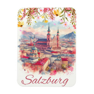 Magnet Flexible Autriche fleurie capitale salzbourg vue panoramiqu