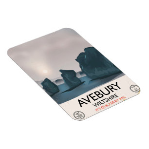 Magnet Flexible Avebury, Wiltshire Cercle de pierres voyage vintag