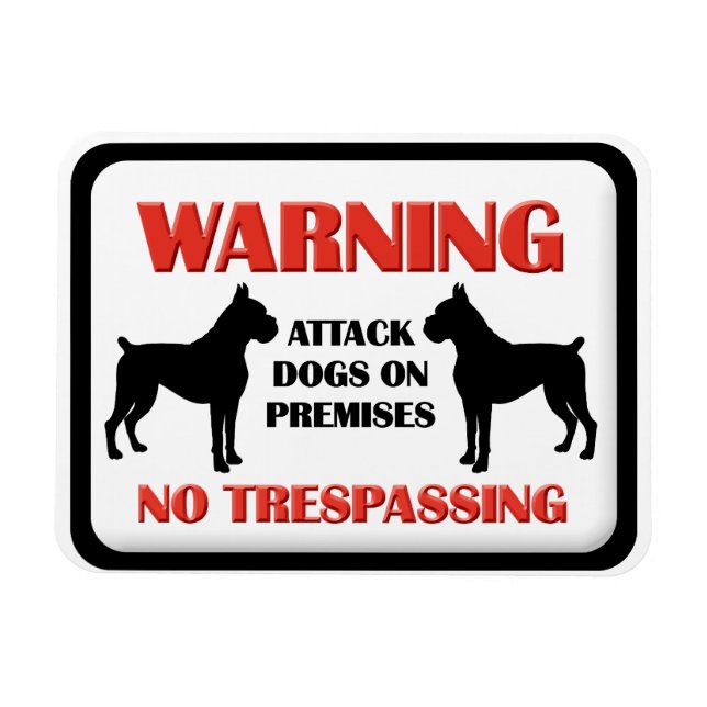 Magnet Flexible AVERTISSEMENT Attaque Chiens (Horizontal)