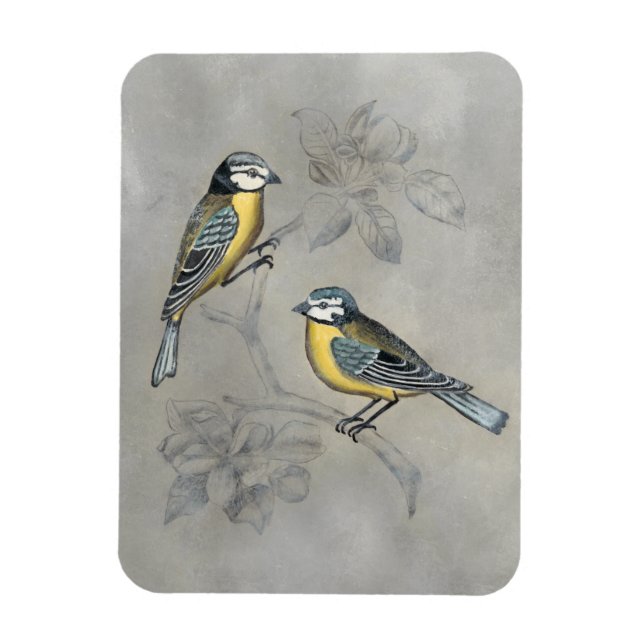 Magnet Flexible Aviaire argenté | Couple d'oiseaux (Vertical)