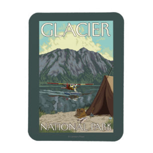Magnet Flexible Avion de Bush et pêche - parc national de glacier
