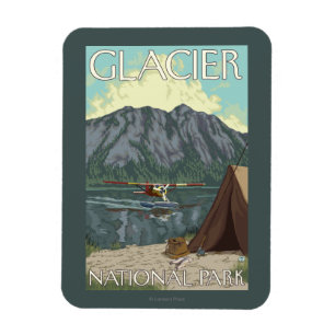 Magnet Flexible Avion de Bush et pêche - parc national de glacier,
