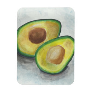 Magnet Flexible Avocado en aquarelle sur un Arrière - plan gris