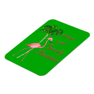 Magnet Flexible Ayez Un Flamant rose De Noël En Plage
