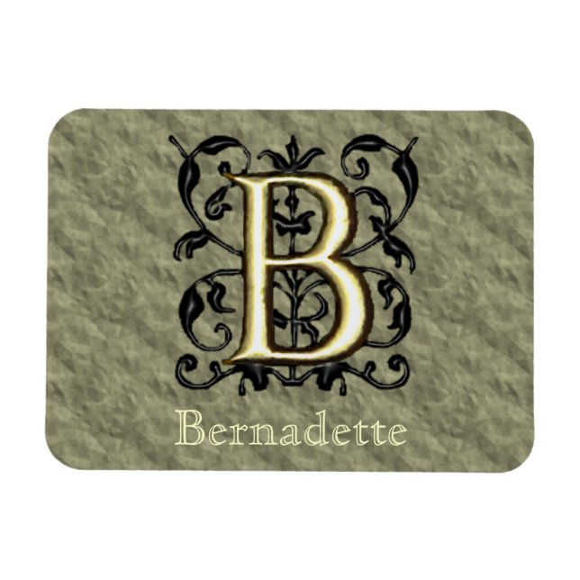 Magnet Flexible B - Embossed Vintage monogram (or) (Horizontal)