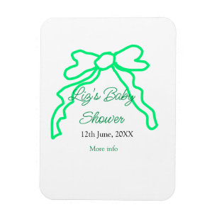 Magnet Flexible Baby shower à griffes arc vert ajouter nom date mo