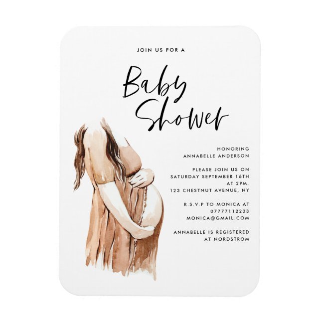 Magnet Flexible Baby shower aquarelle illustration script simple (Vertical)