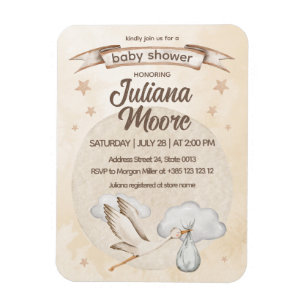 Magnet Flexible Baby shower de cigogne d'aquarelle