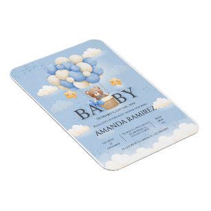 Magnet Flexible Baby shower éléphant bleu et crème personnalisé