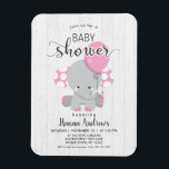 Magnet Flexible Baby shower éléphant rose bois blanc Invitation<br><div class="desc">Chic White Bois & Whimsical Baby Elephant et ballon Girl Baby shower Invitation! Customisez-le en ajoutant vos infos ! Regardez ma boutique pour voir toute la collection avec ce design !</div>