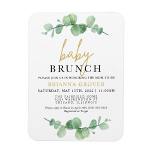 Magnet Flexible Baby shower Eucalyptus Brunch Invitation
