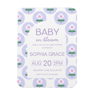 Magnet Flexible Baby Shower Fleur de Daisy Rose Violet Mignonne