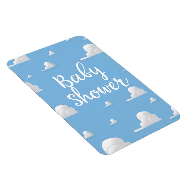 Magnet Flexible Baby shower Puffy nuages blancs (Côté Droit)