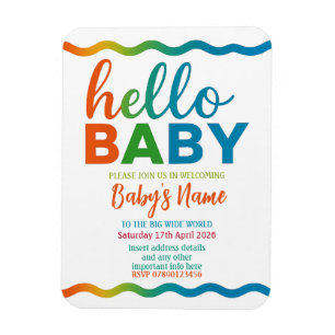 Magnet Flexible Baby shower Rainbow invitation invitation personna