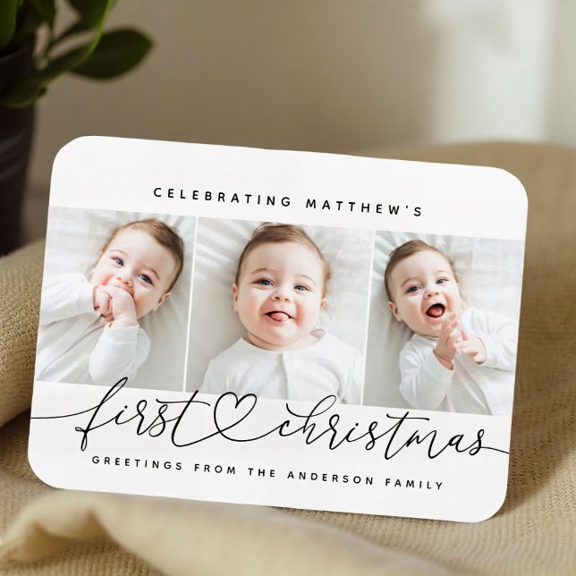Magnet Flexible Baby's First Christmas Modern Simple 3 Photo (Créateur téléchargé)