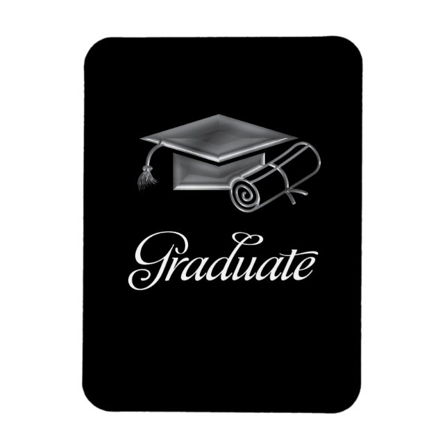 Magnet Flexible Bac de diplôme et diplôme Black & Silver 3D Look (Vertical)