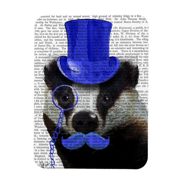 Magnet Flexible Badger avec chapeau bleu et moustache (Vertical)