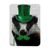 Badger avec chapeau vert et moustache