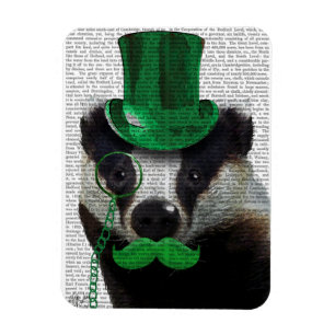 Magnet Flexible Badger avec chapeau vert et moustache