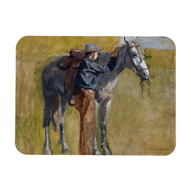 Magnet Flexible Badlands américains : Vieux West Cowboy avec cheva (Horizontal)