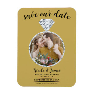 Magnet Flexible Bague de diamants en or Anneau de bling Photo Date