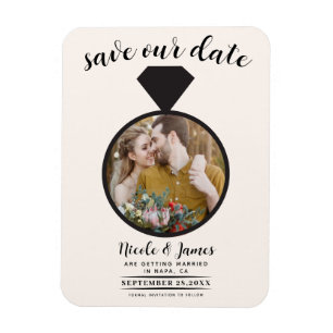 Magnet Flexible Bague de mariage blanc cassé Photo Save the Date