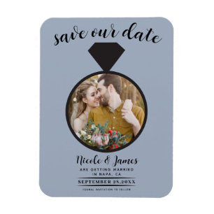 Magnet Flexible Bague de mariage bleu poussiéreux Photo Date d'enr