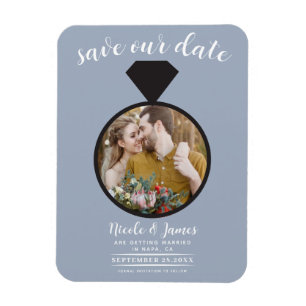Magnet Flexible Bague de mariage bleu poussiéreux Photo Date d'enr
