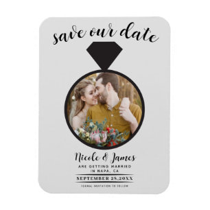 Magnet Flexible Bague de mariage gris clair Photo Save the Date