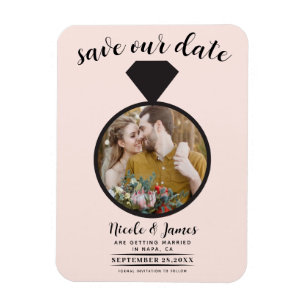 Magnet Flexible Bague de mariage rose blush Photo Enregistrer la d