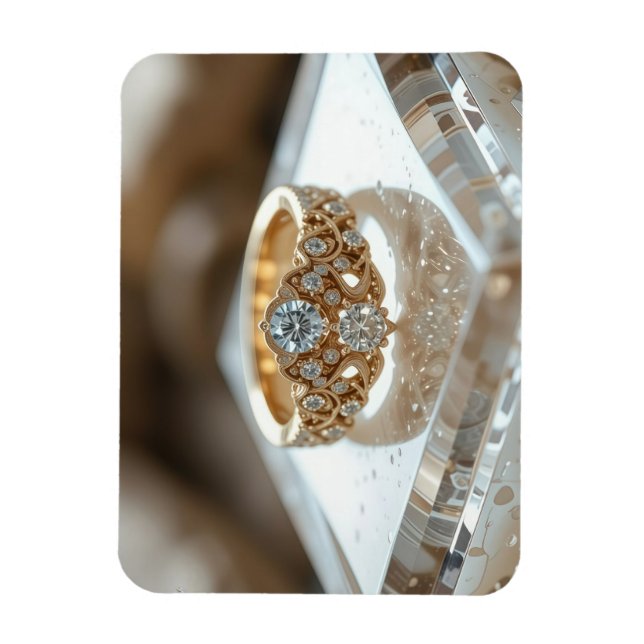 Magnet Flexible bague diamant doré brillant (Vertical)