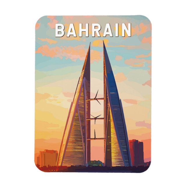 Magnet Flexible Bahreïn Illustration Voyage Art Vintage (Vertical)