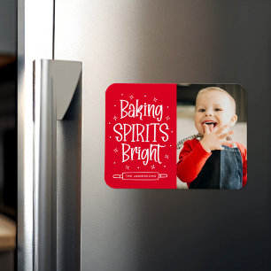 Magnet Flexible Baking Spirits Bright Red Holiday Photo