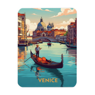 Magnet Flexible Balade en gondole à Venise avec des bâtiments hist