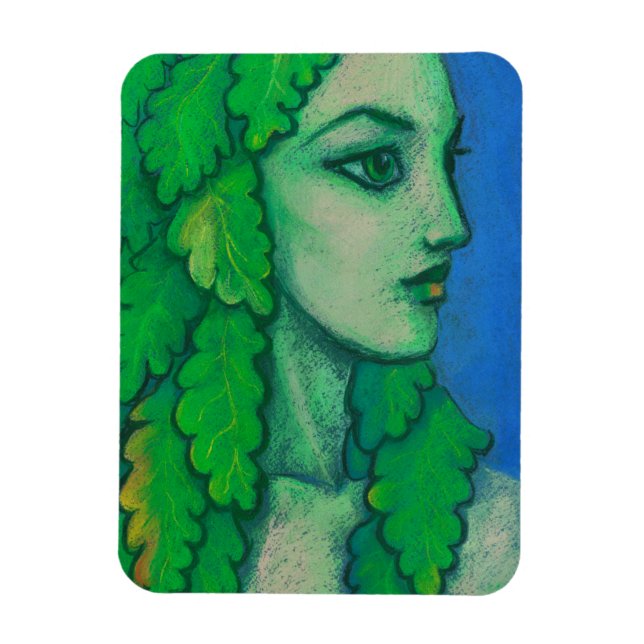 Magnet Flexible Balanis, dryad, feuilles verts, déesse forestière, (Vertical)