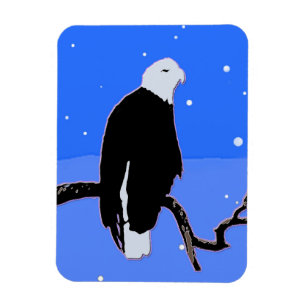 Magnet Flexible Bald Eagle en hiver - Art original de la faune