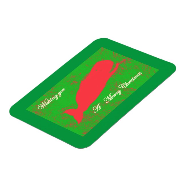 Magnet Flexible baleine rouge sur l'aimant vert de Noël (Côté Gauche)