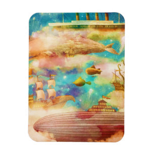 Magnet Flexible Baleines du ciel bleu du monde Vintage voyage