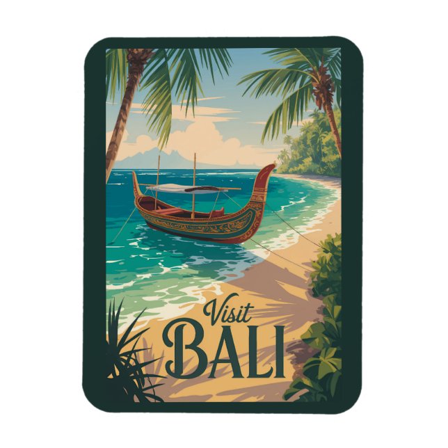 Magnet Flexible Bali Indonesia Illustration Travel Art Vintage (Vertical)