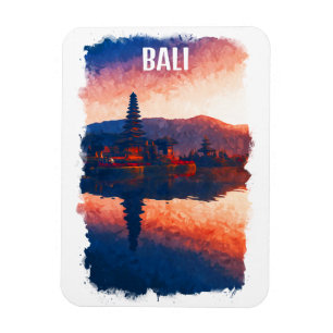 Magnet Flexible Bali Indonésie Ulun Danu Beratan Aquarelle