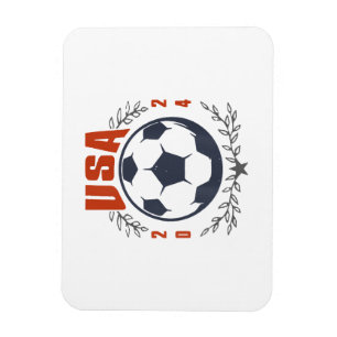 Magnet Flexible Balle de football USA 2024 Étoiles & Couronne de L