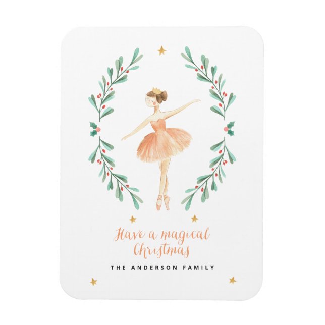 Magnet Flexible ballerine aquarelle botanique mignon Noël Pos (Vertical)