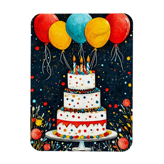 Magnet Flexible Ballons d'anniversaire colorés (Vertical)