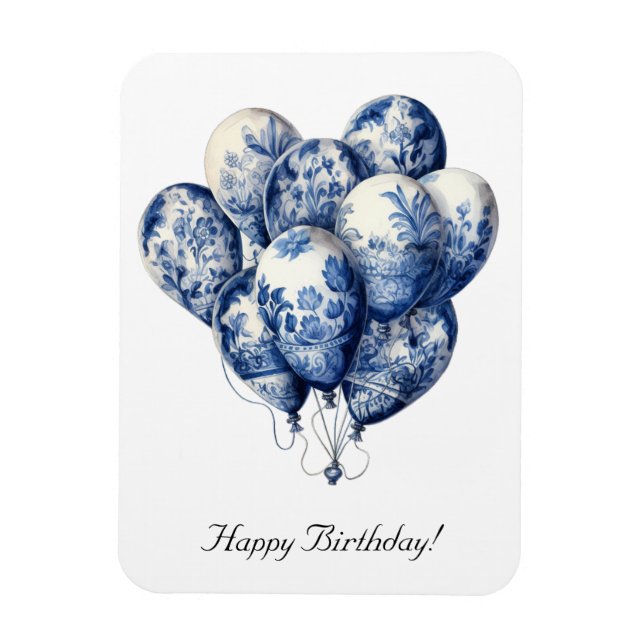 Magnet Flexible Ballons en bleu Delft, personnalisable (Vertical)