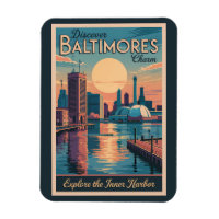 Baltimore Maryland Skyline Travel Art Vintage