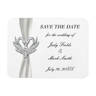 Magnet Flexible Bande Bleue Blanche Argent Swans Save the Date Mag