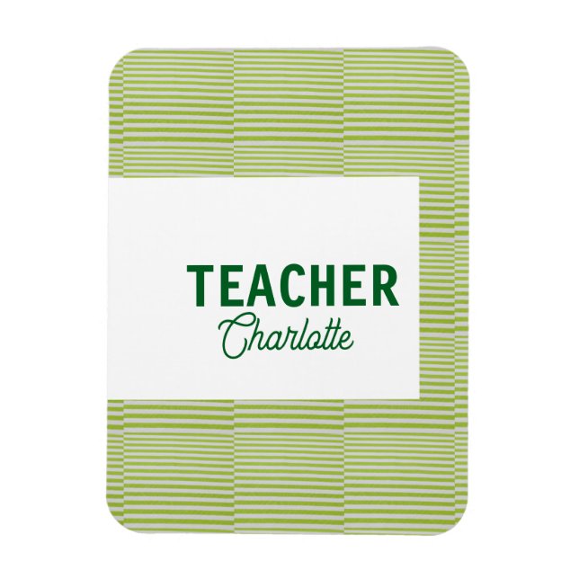 Magnet Flexible Bandes blanches vert citron professeur nom d'ensei (Vertical)