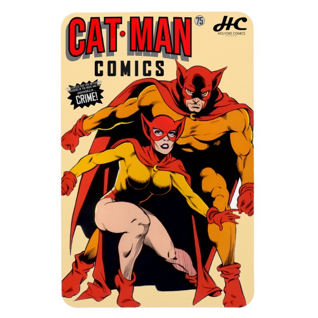 Magnet Flexible Bandes dessinées CAT-MAN Aimant Rétro (Vertical)