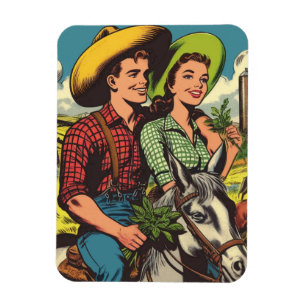 Magnet Flexible Bandes dessinées de couple d'amour de ferme vintag