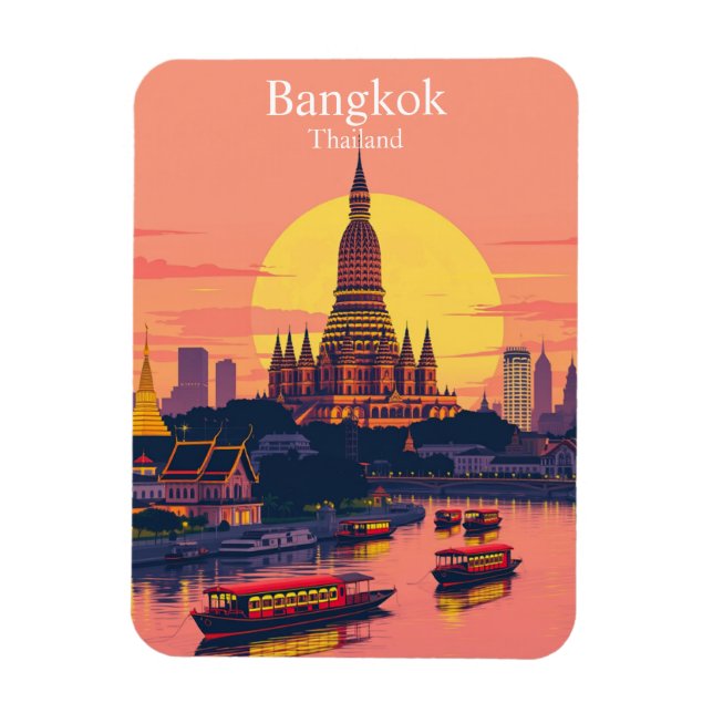 Magnet Flexible Bangkok, Thaïlande Vintage voyage animé (Vertical)